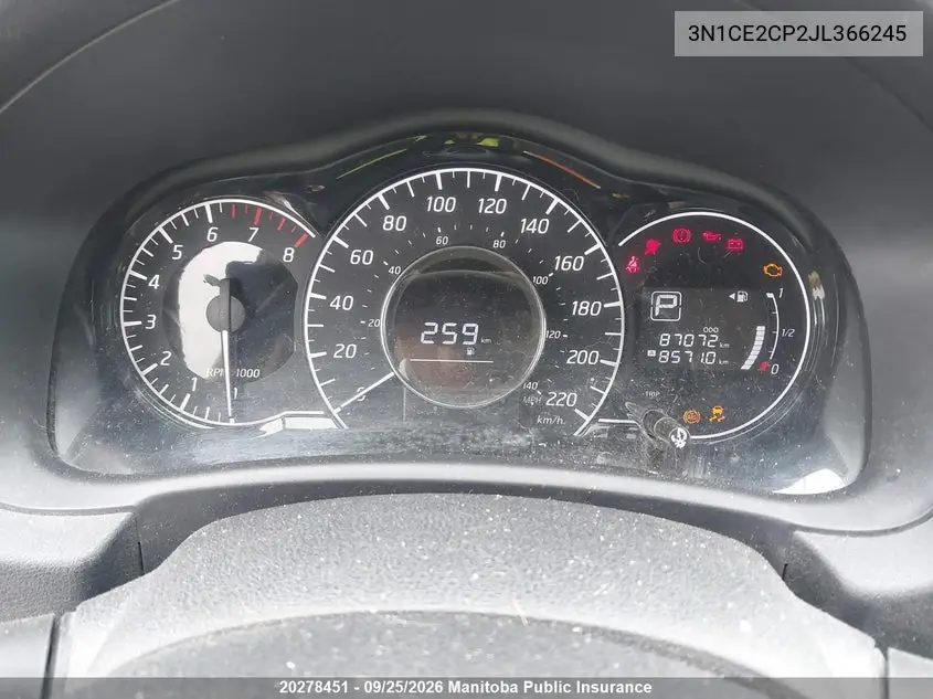 2018 NISSAN VERSA VIN 3N1CE2CP2JL366245 — фото 6