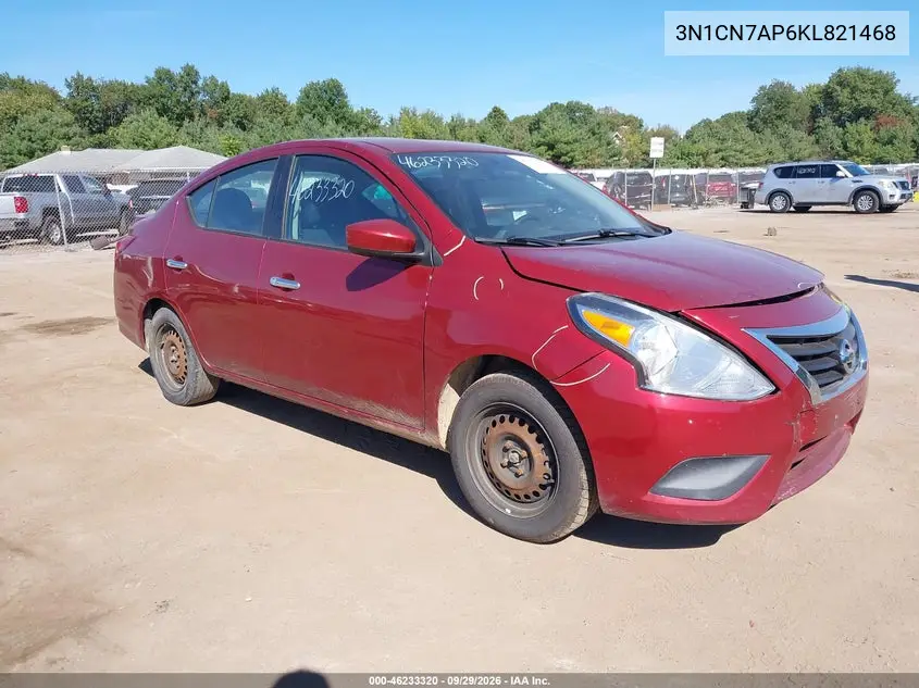 NISSAN VERSA 2019, VIN 3N1CN7AP6KL821468