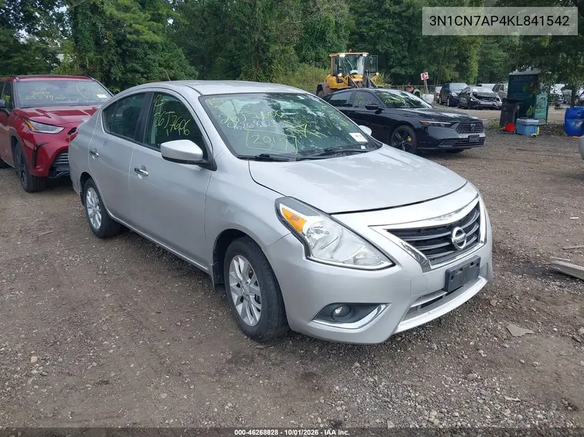 NISSAN VERSA 2019, VIN 3N1CN7AP4KL841542