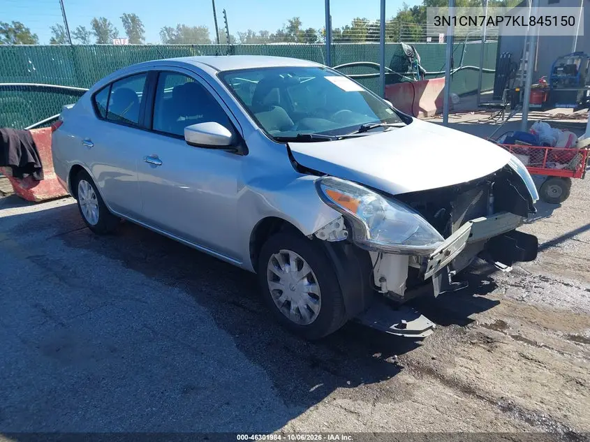 NISSAN VERSA 2019, VIN 3N1CN7AP7KL845150