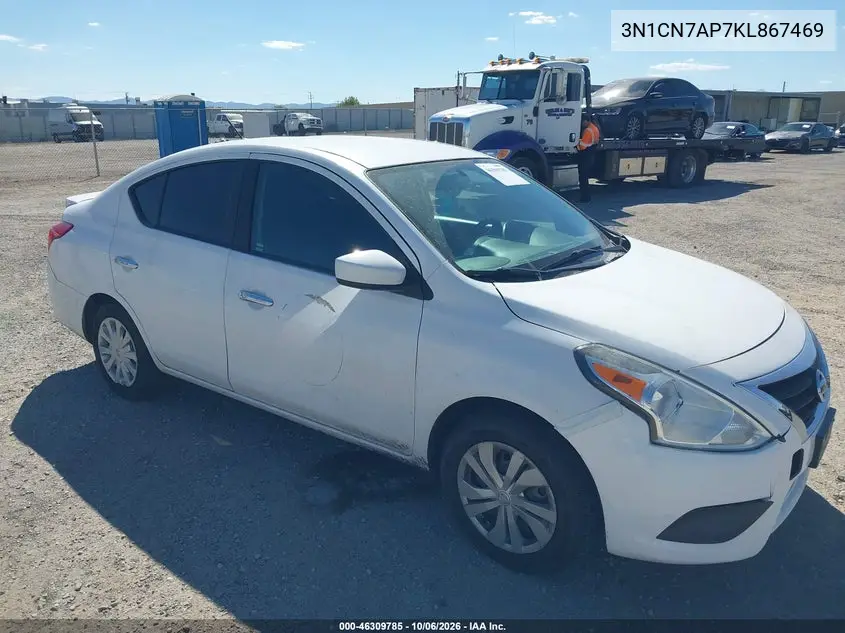 NISSAN VERSA 2019, VIN 3N1CN7AP7KL867469