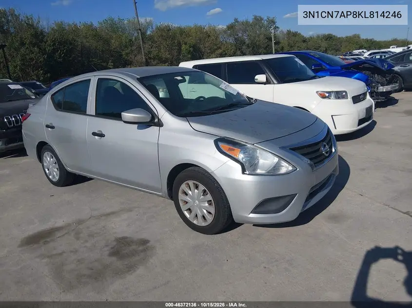NISSAN VERSA 2019, VIN 3N1CN7AP8KL814246