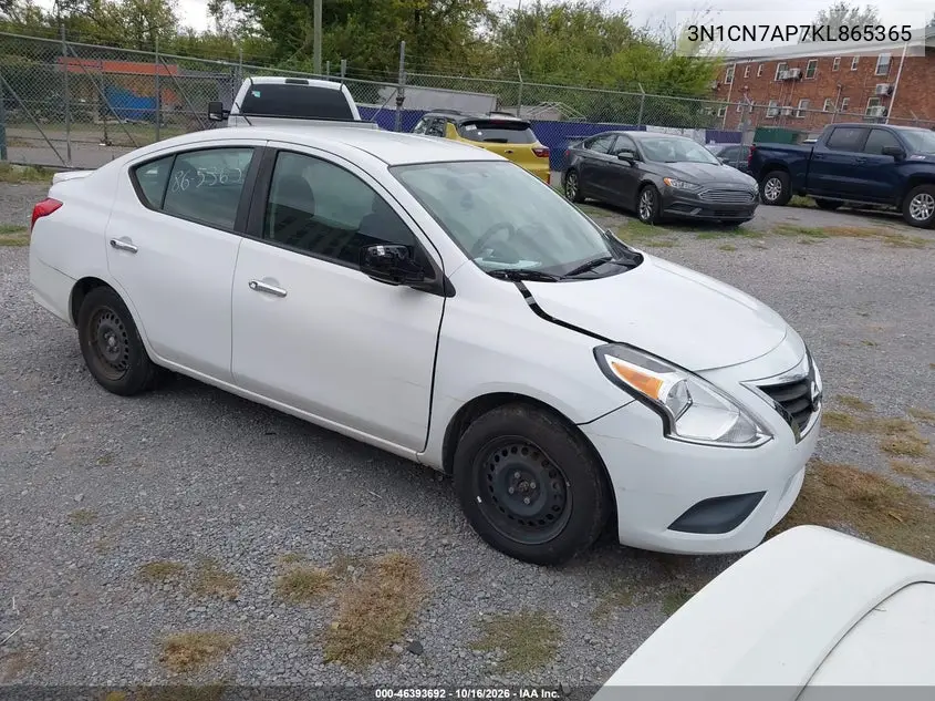NISSAN VERSA 2019, VIN 3N1CN7AP7KL865365