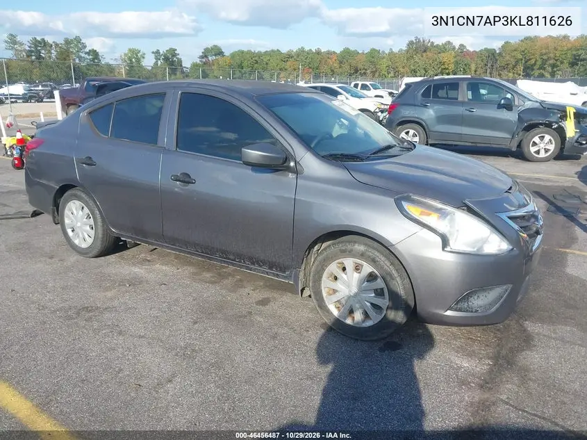 NISSAN VERSA 2019, VIN 3N1CN7AP3KL811626