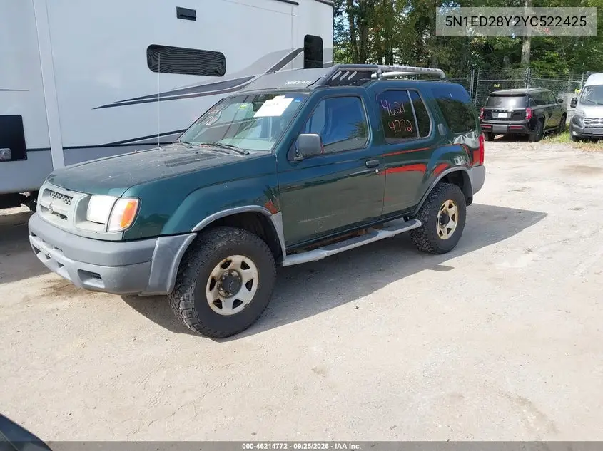 2000 NISSAN XTERRA VIN 5N1ED28Y2YC522425 — фото 2