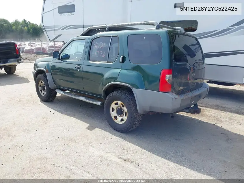 2000 NISSAN XTERRA VIN 5N1ED28Y2YC522425 — фото 3