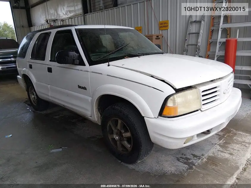 OLDSMOBILE BRAVADA 2000, VIN 1GHDT13WXY2320015