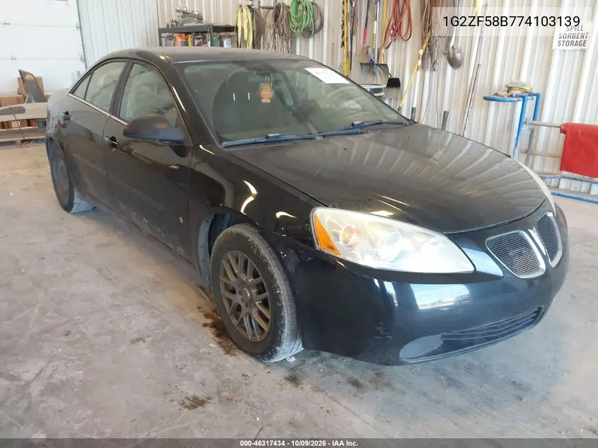 PONTIAC G6 2007, VIN 1G2ZF58B774103139