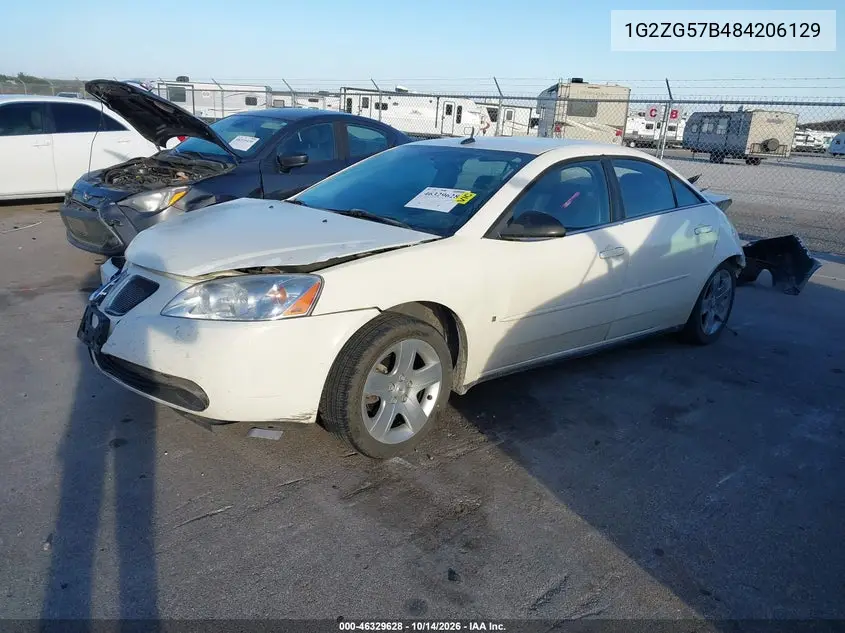 2008 PONTIAC G6 VIN 1G2ZG57B484206129 — фото 2