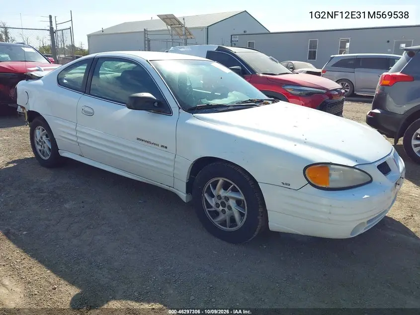PONTIAC GRAND AM 2001, VIN 1G2NF12E31M569538