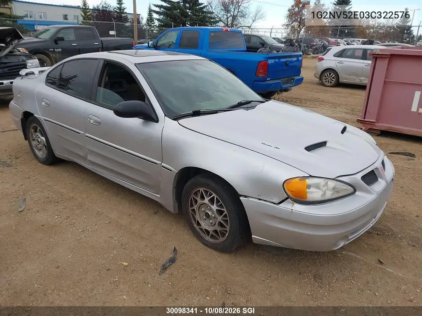 PONTIAC GRAND AM 2003, VIN 1G2NV52E03C322576