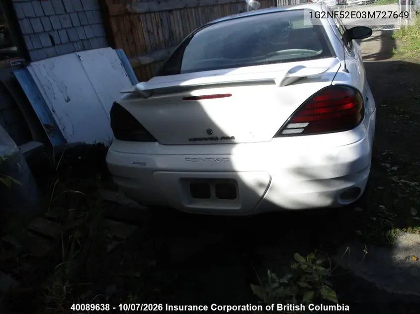 2003 PONTIAC GRAND AM VIN 1G2NF52E03M727649 — фото 15