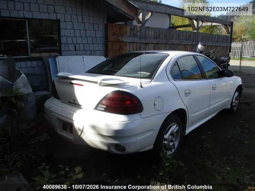 2003 PONTIAC GRAND AM VIN 1G2NF52E03M727649 — фото 4