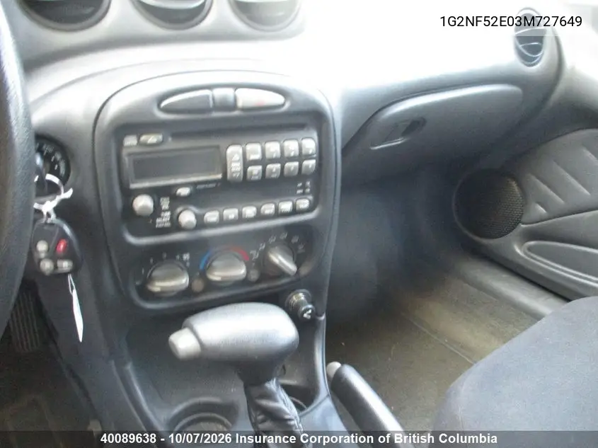 2003 PONTIAC GRAND AM VIN 1G2NF52E03M727649 — фото 7