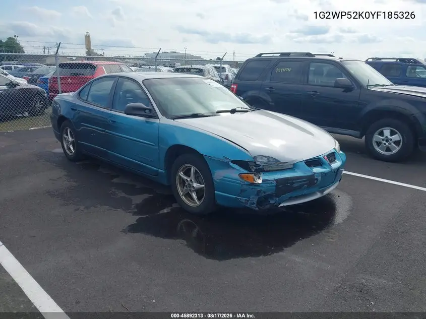 PONTIAC GRAND PRIX 2000, VIN 1G2WP52K0YF185326