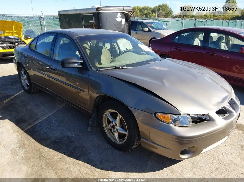 PONTIAC GRAND PRIX 2003, VIN 1G2WK52J93F118657