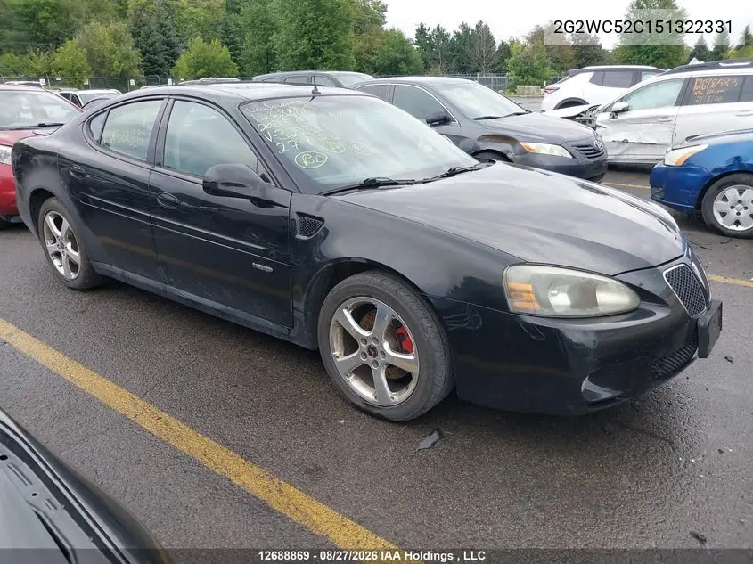 PONTIAC GRAND PRIX 2005, VIN 2G2WC52C151322331