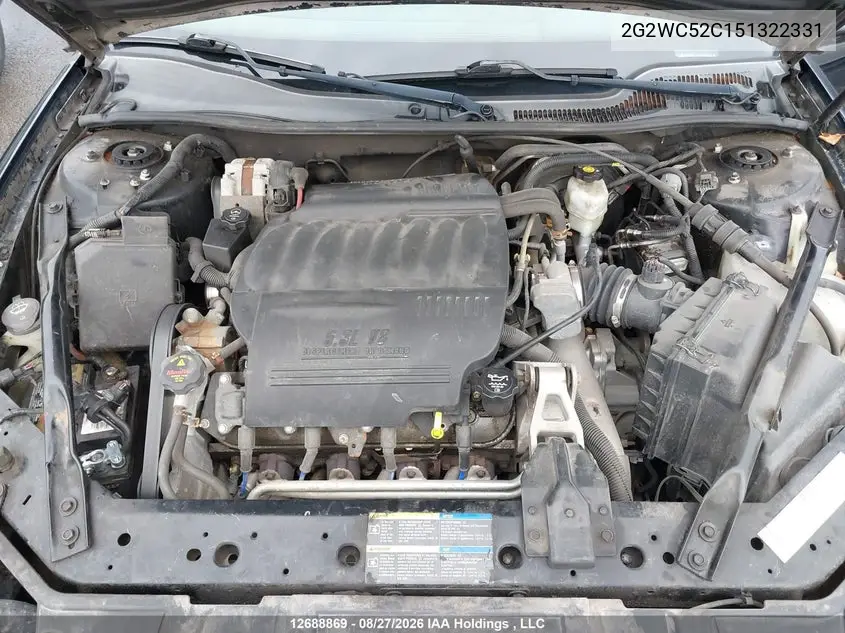 2005 PONTIAC GRAND PRIX VIN 2G2WC52C151322331 — фото 10