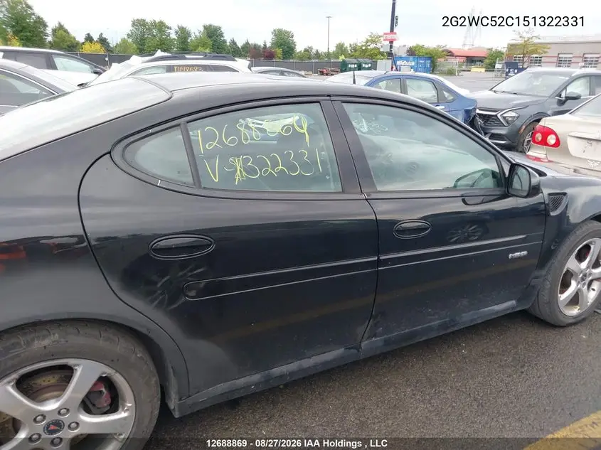 2005 PONTIAC GRAND PRIX VIN 2G2WC52C151322331 — фото 13