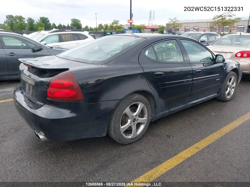 2005 PONTIAC GRAND PRIX VIN 2G2WC52C151322331 — фото 4