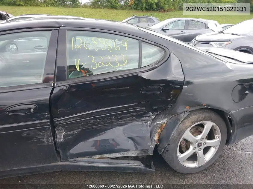 2005 PONTIAC GRAND PRIX VIN 2G2WC52C151322331 — фото 6