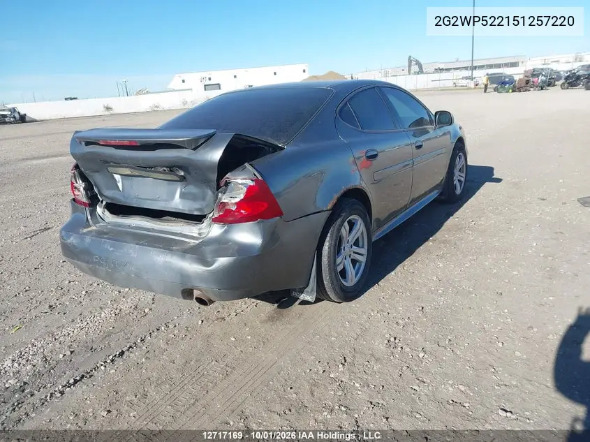 2005 PONTIAC GRAND PRIX VIN 2G2WP522151257220 — фото 4