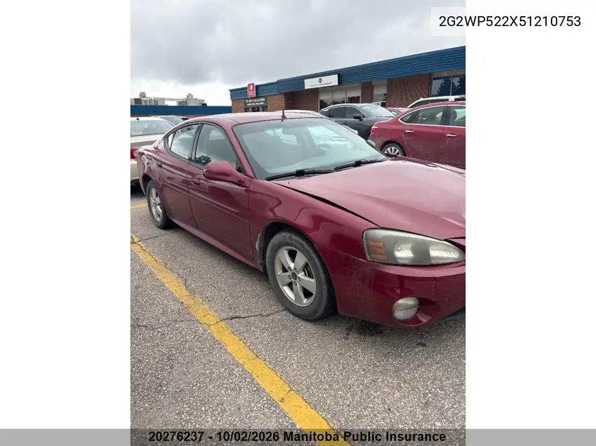 PONTIAC GRAND PRIX 2005, VIN 2G2WP522X51210753