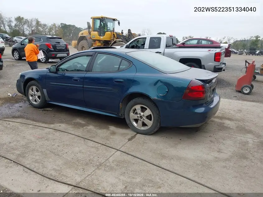 2005 PONTIAC GRAND PRIX VIN 2G2WS522351334040 — фото 3
