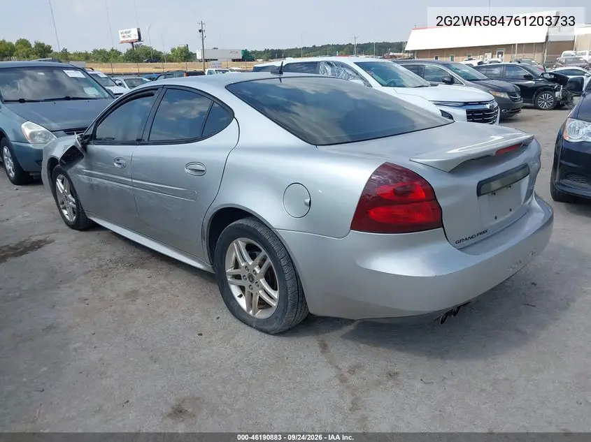2006 PONTIAC GRAND PRIX VIN 2G2WR584761203733 — фото 3