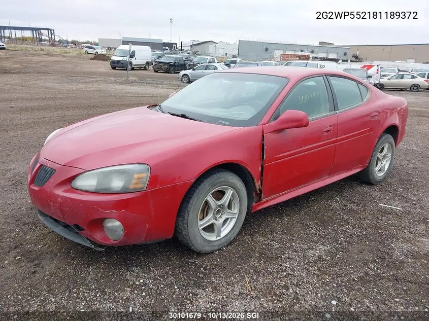 2008 PONTIAC GRAND PRIX VIN 2G2WP552181189372 — фото 2