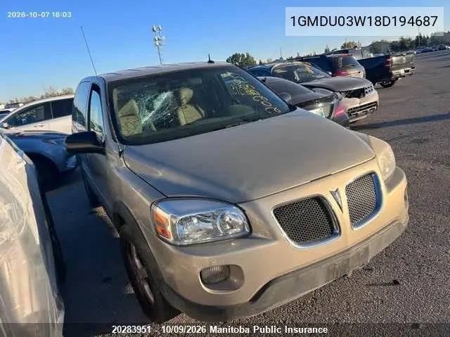 2008 PONTIAC MONTANA VIN 1GMDU03W18D194687 — фото 2