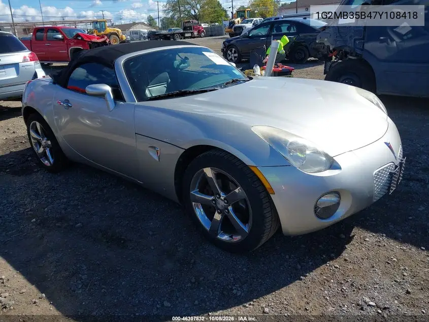 PONTIAC SOLSTICE 2007, VIN 1G2MB35B47Y108418