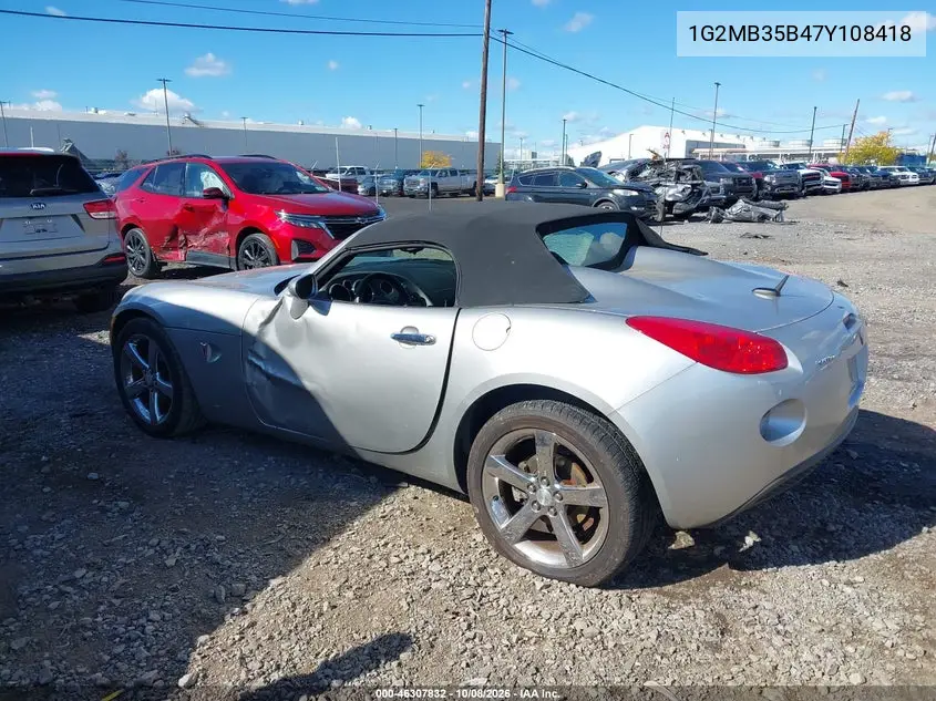 2007 PONTIAC SOLSTICE VIN 1G2MB35B47Y108418 — фото 3