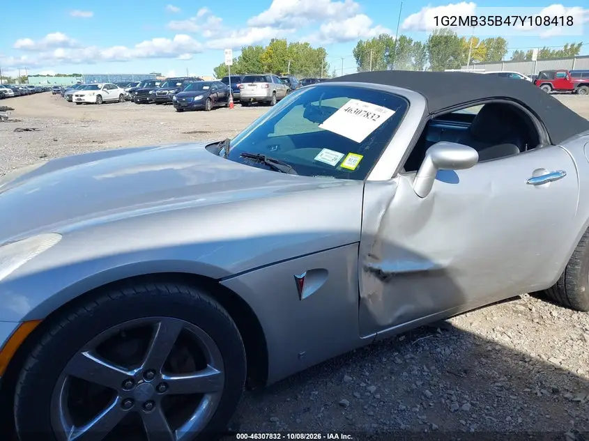 2007 PONTIAC SOLSTICE VIN 1G2MB35B47Y108418 — фото 6