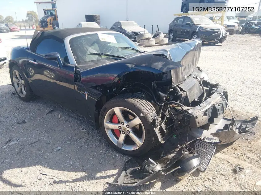 PONTIAC SOLSTICE 2007, VIN 1G2MB35B27Y107252