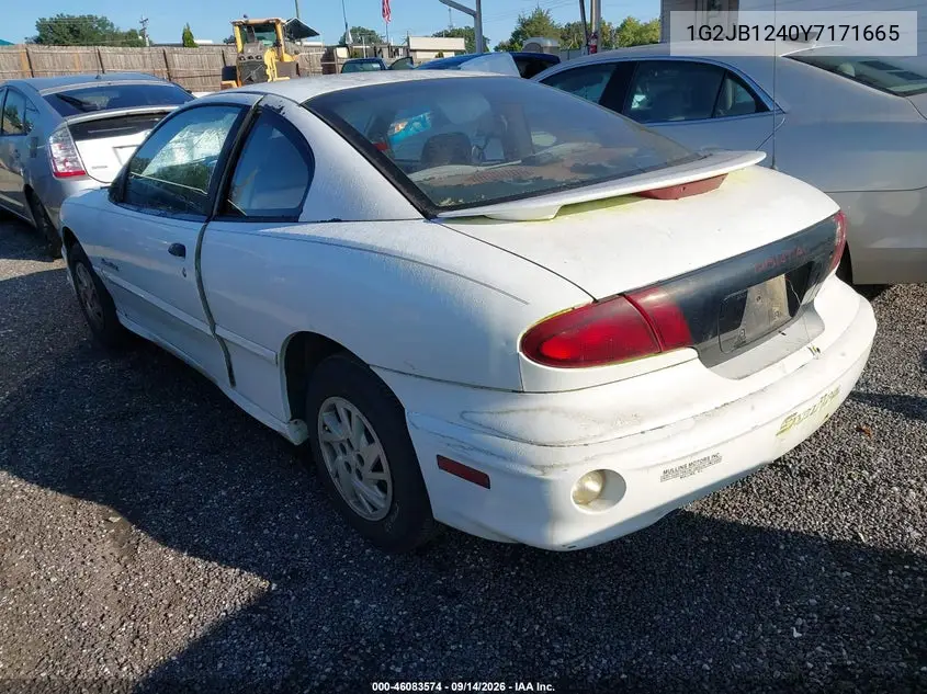 2000 PONTIAC SUNFIRE VIN 1G2JB1240Y7171665 — фото 3