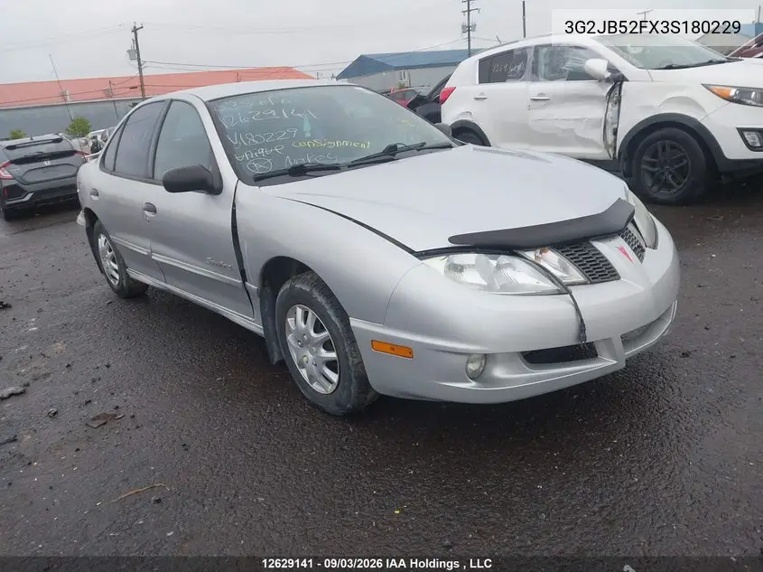 PONTIAC SUNFIRE 2003, VIN 3G2JB52FX3S180229
