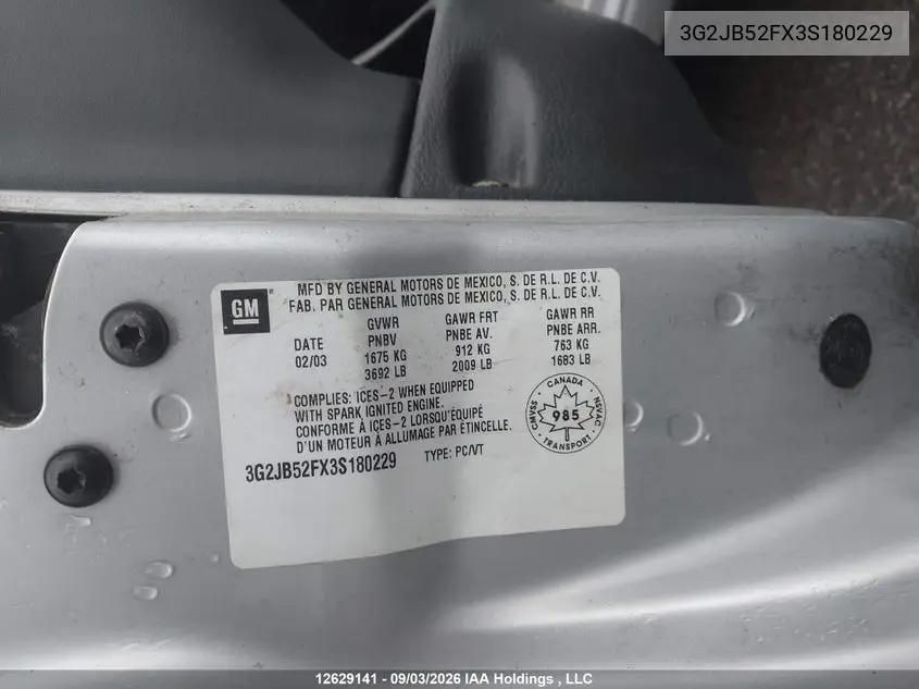 2003 PONTIAC SUNFIRE VIN 3G2JB52FX3S180229 — фото 21