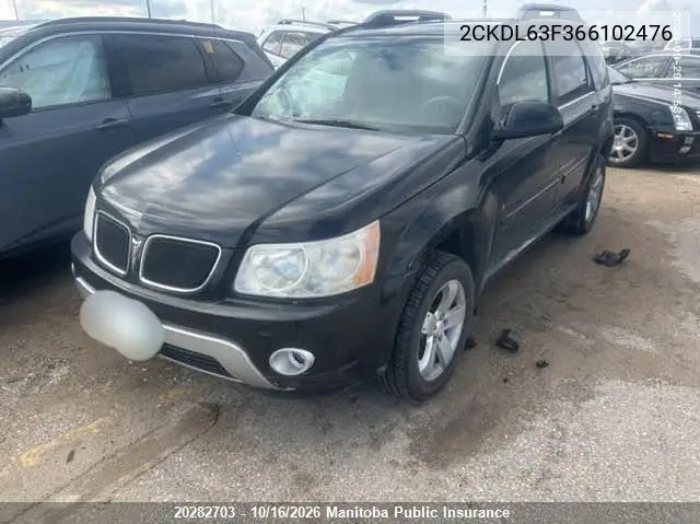 2006 PONTIAC TORRENT VIN 2CKDL63F366102476 — фото 2