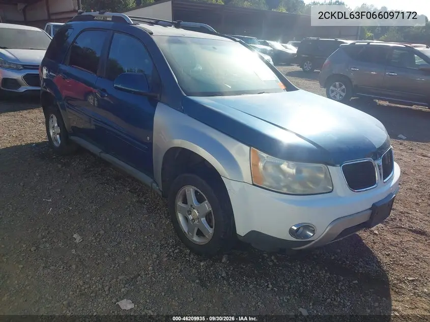 PONTIAC TORRENT 2006, VIN 2CKDL63F066097172