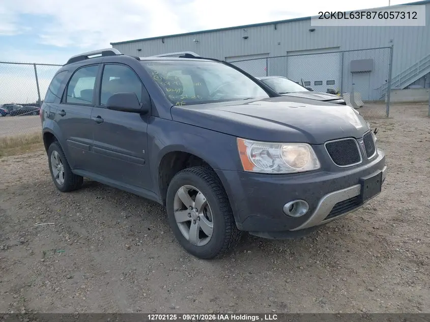 PONTIAC TORRENT 2007, VIN 2CKDL63F876057312