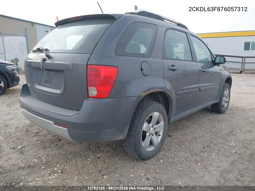 2007 PONTIAC TORRENT VIN 2CKDL63F876057312 — фото 4