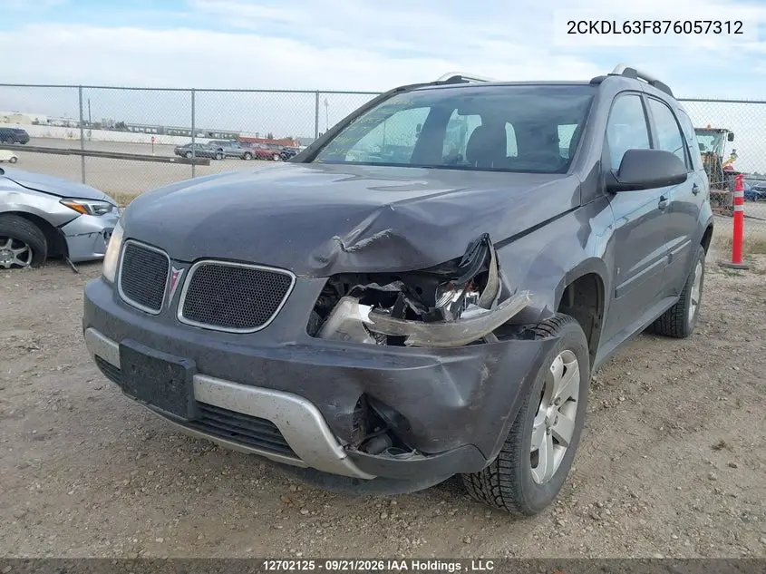 2007 PONTIAC TORRENT VIN 2CKDL63F876057312 — фото 6