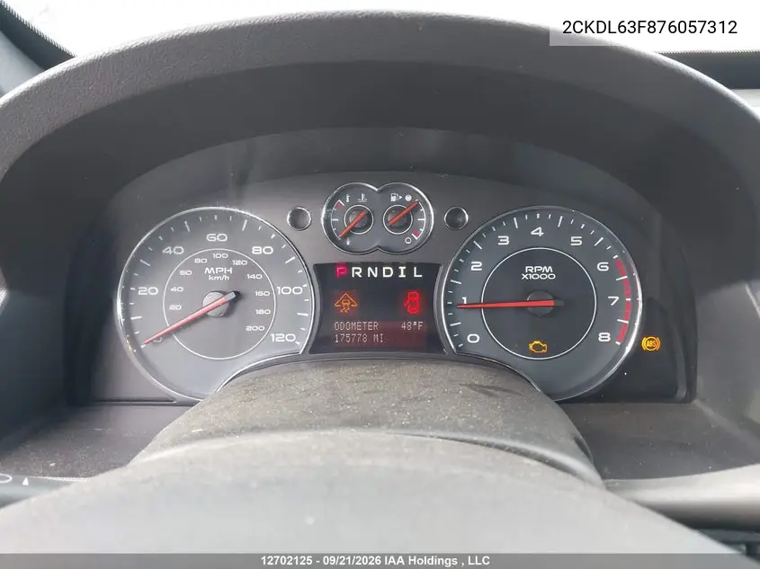 2007 PONTIAC TORRENT VIN 2CKDL63F876057312 — фото 7