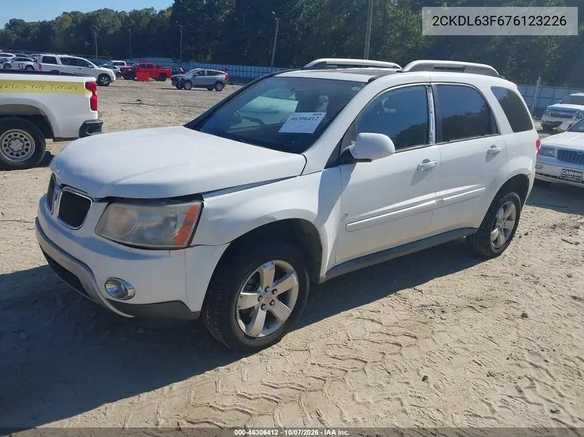 2007 PONTIAC TORRENT VIN 2CKDL63F676123226 — фото 2