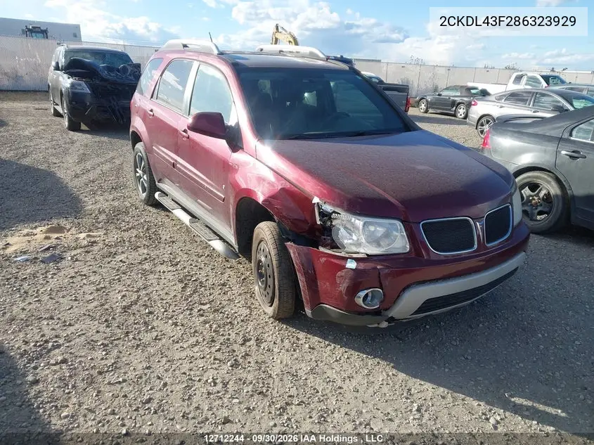 PONTIAC TORRENT 2008, VIN 2CKDL43F286323929
