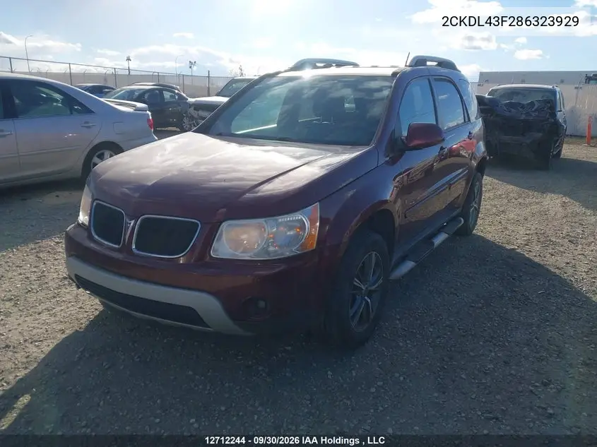 2008 PONTIAC TORRENT VIN 2CKDL43F286323929 — фото 2
