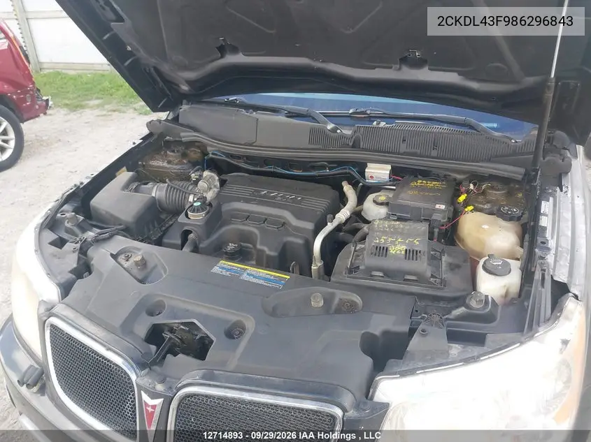 2008 PONTIAC TORRENT VIN 2CKDL43F986296843 — фото 10