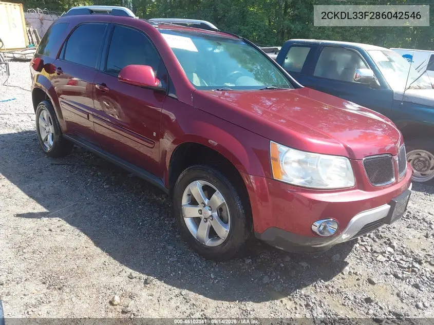 PONTIAC TORRENT 2008, VIN 2CKDL33F286042546