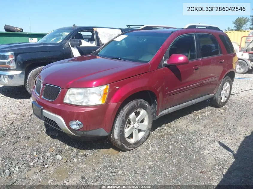 2008 PONTIAC TORRENT VIN 2CKDL33F286042546 — фото 2